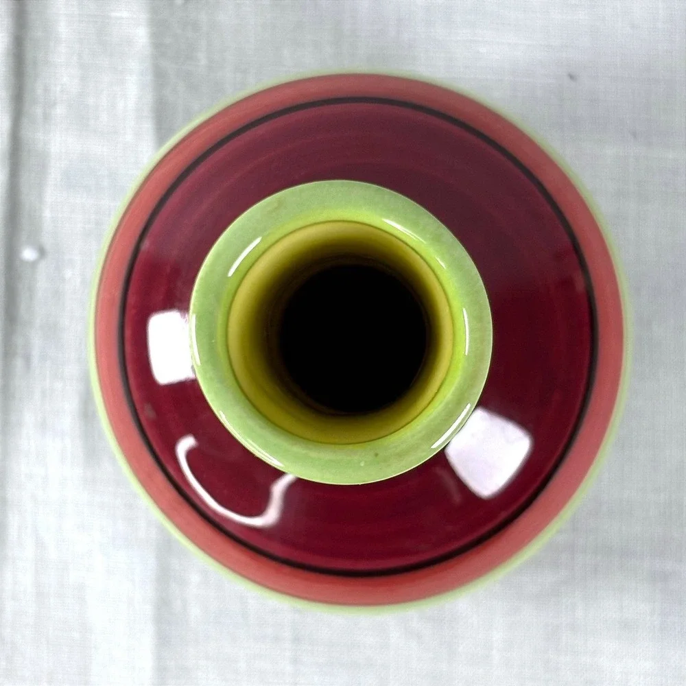 Pierce‎ Signed Vintage 1998 Multicolor Striped Ceramic Bud Vase Hand Painted Art